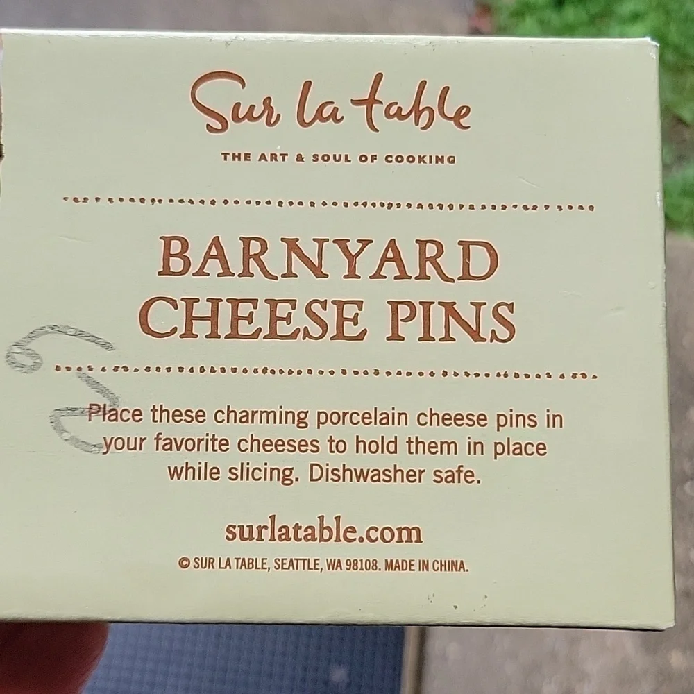 Surlatable Barnyard Cheese White Porcelain Set Of 3 Pins For Charcuterie Board